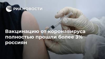 Вакцинацию от коронавируса полностью прошли более 3% россиян - ria.ru - Москва - респ. Ингушетия - респ. Дагестан - Чукотка - респ. Удмуртия - окр.Ненецкий - Сахалинская обл.