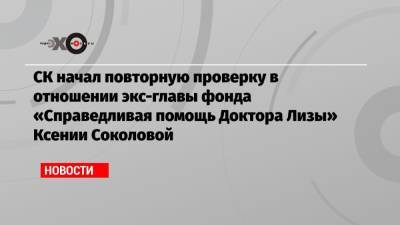 СК начал повторную проверку в отношении экс-главы фонда «Справедливая помощь Доктора Лизы» Ксении Соколовой - echo.msk.ru - Москва