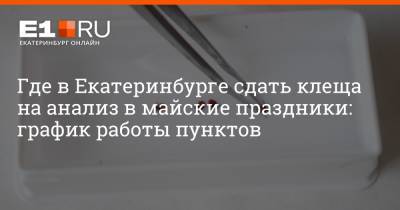Артем Устюжанин - Филипп Сапегин - Где в Екатеринбурге сдать клеща на анализ в майские праздники: график работы пунктов - e1.ru - Екатеринбург