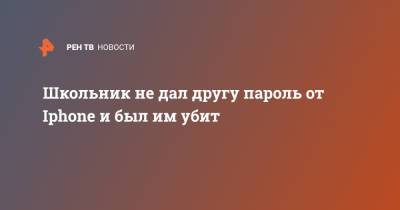 Школьник не дал другу пароль от Iphone и был им убит - ren.tv - Индия