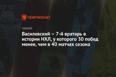 Андрей Василевский - Василевский — 7-й вратарь в истории НХЛ, у которого 30 побед менее чем в 40 матчах сезона - championat.com - Вашингтон - Бостон