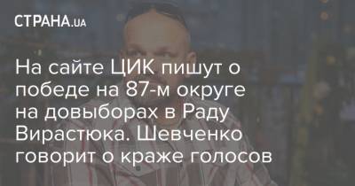 Александр Шевченко - Руслан Кошулинский - Василий Вирастюк - На сайте ЦИК пишут о победе на 87-м округе на довыборах в Раду Вирастюка. Шевченко говорит о краже голосов - strana.ua - Украина