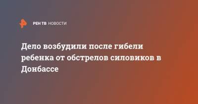 Дело возбудили после гибели ребенка от обстрелов силовиков в Донбассе - ren.tv - ДНР - ЛНР - с. Николаевка - Донбасс