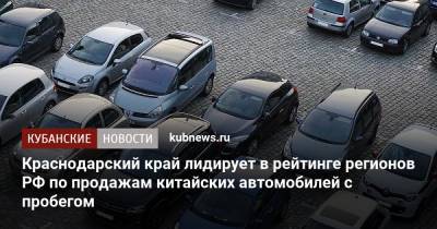 Краснодарский край лидирует в рейтинге регионов РФ по продажам китайских автомобилей с пробегом - kubnews.ru - Башкирия - Краснодарский край - Свердловская обл.