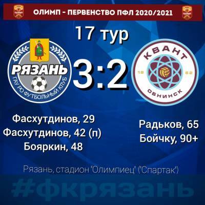 После домашней победы ФК «Рязань» вышел на второе место - 7info.ru - Москва - Смоленск - Санкт-Петербург - Астрахань - Рязань