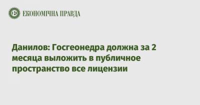 Алексей Данилов - Данилов: Госгеонедра должна за 2 месяца выложить в публичное пространство все лицензии - epravda.com.ua - Снбо