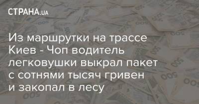 Из маршрутки на трассе Киев - Чоп водитель легковушки выкрал пакет с сотнями тысяч гривен и закопал в лесу - strana.ua - Киев