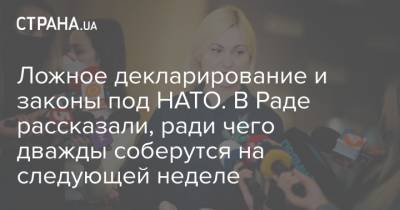 Евгения Кравчук - Ложное декларирование и законы под НАТО. В Раде рассказали, ради чего дважды соберутся на следующей неделе - strana.ua