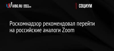 Роскомнадзор рекомендовал перейти на российские аналоги Zoom - ivbg.ru - Россия