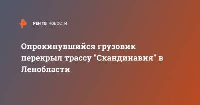 Опрокинувшийся грузовик перекрыл трассу "Скандинавия" в Ленобласти - ren.tv - Ленинградская обл.