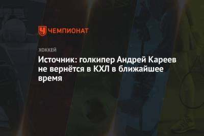 Источник: голкипер Андрей Кареев не вернётся в КХЛ в ближайшее время - championat.com - Уфа - Финляндия
