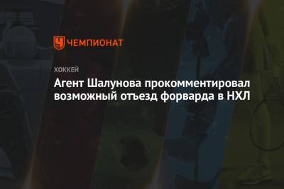 Максим Шалунов - Агент Шалунова прокомментировал возможный отъезд форварда в НХЛ - championat.com - Москва