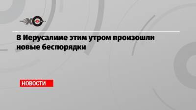 В Иерусалиме этим утром произошли новые беспорядки - echo.msk.ru - Иерусалим - Иерусалим