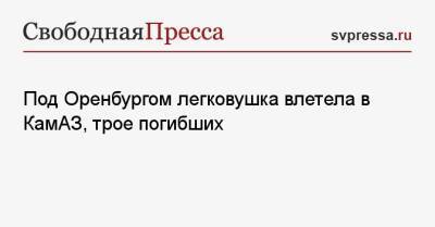 Под Оренбургом легковушка влетела в КамАЗ, трое погибших - svpressa.ru - Оренбург - Оренбургская обл. - Камаз