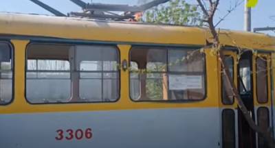 Трамвай загорелся в Одессе, водитель залез на дерево: видео ЧП - odessa.politeka.net - Одесса