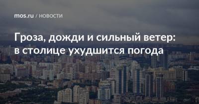 Гроза, дожди и сильный ветер: в столице ухудшится погода - mos.ru - Москва