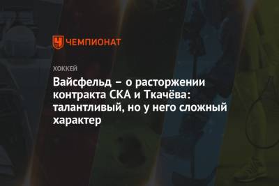Владимир Ткачев - Леонид Вайсфельд - Вайсфельд – о расторжении контракта СКА и Ткачёва: талантливый, но у него сложный характер - championat.com