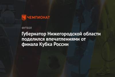 Глеб Никитин - Илья Никульников - Губернатор Нижегородской области поделился впечатлениями от финала Кубка России - championat.com - Нижегородская обл. - Нижний Новгород