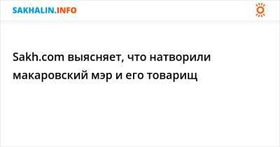 Sakh.com выясняет, что натворили макаровский мэр и его товарищ - sakhalin.info - Александровск