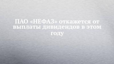 ПАО «НЕФАЗ» откажется от выплаты дивидендов в этом году - chelny-izvest.ru