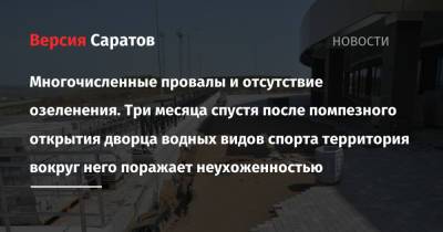 Валерий Радаев - Многочисленные провалы и отсутствие озеленения. Три месяца спустя после помпезного открытия дворца водных видов спорта территория вокруг него поражает неухоженностью - nversia.ru - Саратов