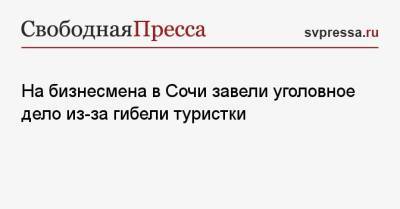 На бизнесмена в Сочи завели уголовное дело из-за гибели туристки - svpressa.ru - Сочи - Краснодарский край