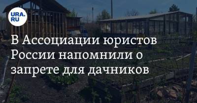 В Ассоциации юристов России напомнили о запрете для дачников - ura.news