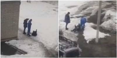 Фельдшеры скорой помощи протащили пьяного пациента по снегу и грязи (2 фото + 1 видео) - skuke.net - респ. Татарстан - Нижнекамск