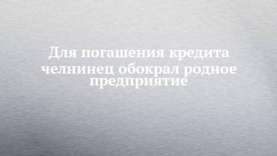 Для погашения кредита челнинец обокрал родное предприятие - chelny-izvest.ru - Набережные Челны