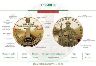 Нацбанк выпустил золотую одногривенную монету - lenta.ua