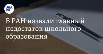 Александр Сергеев - В РАН назвали главный недостаток школьного образования - ura.news