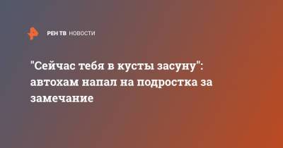 "Сейчас тебя в кусты засуну": автохам напал на подростка за замечание - ren.tv - Санкт-Петербург