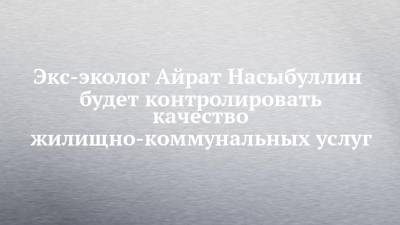Экс-эколог Айрат Насыбуллин будет контролировать качество жилищно-коммунальных услуг - chelny-izvest.ru - Набережные Челны - Экология