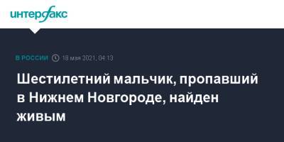 Шестилетний мальчик, пропавший в Нижнем Новгороде, найден живым - interfax.ru - Москва - Нижний Новгород - Нижний Новгород