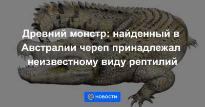 Древний монстр: найденный в Австралии череп принадлежал неизвестному виду рептилий - news.mail.ru - Австралия
