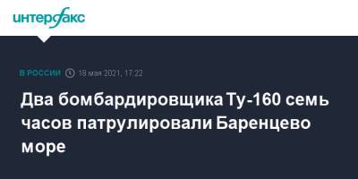 Два бомбардировщика Ту-160 семь часов патрулировали Баренцево море - interfax.ru - Москва