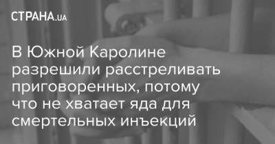 В Южной Каролине разрешили расстреливать приговоренных, потому что не хватает яда для смертельных инъекций - strana.ua - США - шт. Южная Каролина