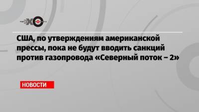 Маттиас Варниг - США, по утверждениям американской прессы, пока не будут вводить санкций против газопровода «Северный поток – 2» - echo.msk.ru