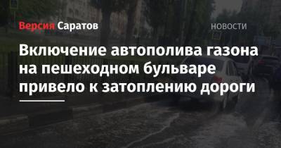 Включение автополива газона на пешеходном бульваре привело к затоплению дороги - nversia.ru - Саратов