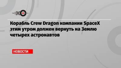 Виктор Гловер - Соичи Ногучи - Майкл Хопкинс - Шеннон Уокер - Корабль Crew Dragon компании SpaceX этим утром должен вернуть на Землю четырех астронавтов - echo.msk.ru - USA - шт.Флорида