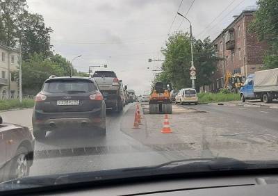 Из-за ремонта дороги на Куйбышевском шоссе образовалась пробка - ya62.ru - Рязань