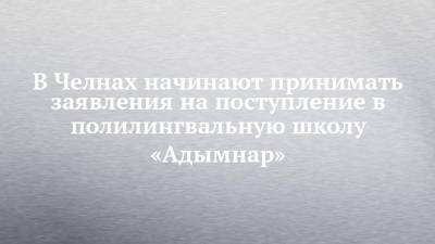 В Челнах начинают принимать заявления на поступление в полилингвальную школу «Адымнар» - chelny-izvest.ru - Набережные Челны