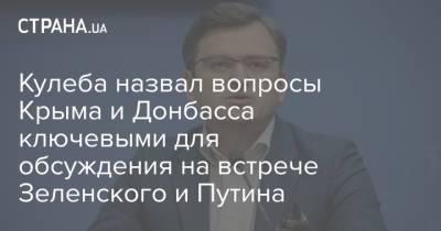 Владимир Зеленский - Владимир Путин - Дмитрий Кулеба - Кулеба назвал вопросы Крыма и Донбасса ключевыми для обсуждения на встрече Зеленского и Путина - strana.ua - Россия - Украина - Крым - Донбасс