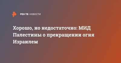 Хорошо, но недостаточно: МИД Палестины о прекращении огня Израилем - ren.tv - Израиль - Палестина - Восточный Иерусалим