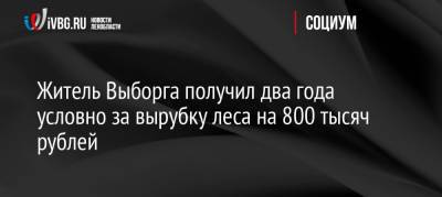 Житель Выборга получил два года условно за вырубку леса на 800 тысяч рублей - ivbg.ru - Ленинградская обл. - Выборг