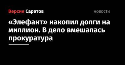 «Элефант» накопил долги на миллион. В дело вмешалась прокуратура - nversia.ru - Саратовская обл. - Саратов