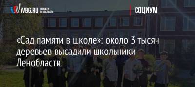 «Сад памяти в школе»: около 3 тысяч деревьев высадили школьники Ленобласти - ivbg.ru - Ленинградская обл.