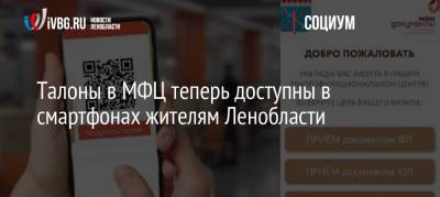 Талоны в МФЦ теперь доступны в смартфонах жителям Ленобласти - ivbg.ru - Украина - Ленинградская обл. - Кировск
