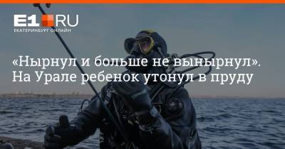 Артем Устюжанин - «Нырнул и больше не вынырнул». На Урале ребенок утонул в пруду - e1.ru - Екатеринбург - Свердловская обл.