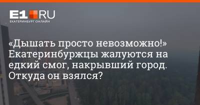 «Дышать просто невозможно!» Екатеринбуржцы жалуются на едкий смог, накрывший город. Откуда он взялся? - e1.ru - Екатеринбург - Свердловская обл.